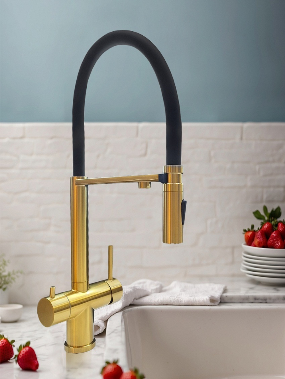 Смеситель для кухни с гибким изливом AltroBagno Flusso 050202 BG