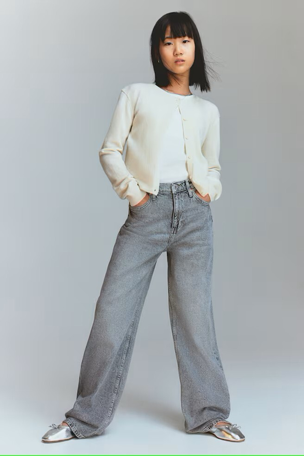 H&M Джинсы Wide Leg, светло-серый