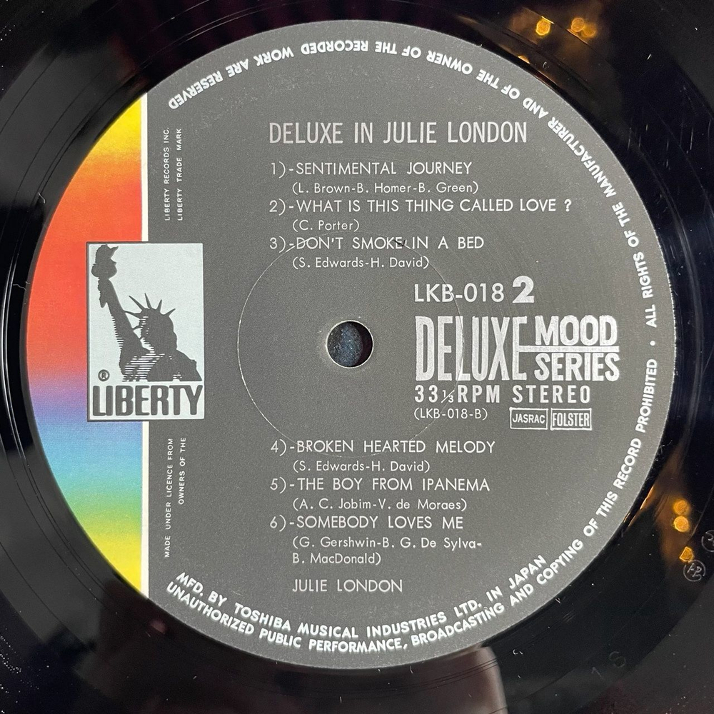 Винтажная виниловая пластинка LP Deluxe In Julie London (Japan 1971) (Obi) Cry Me A River