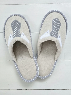 Тапочки льняные с вышивкой "Галстук"