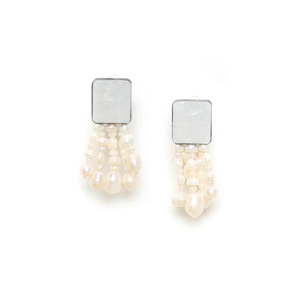 Клипсы Nature Bijoux, Moonlight, с ракушкой Capiz в смоле и жемчугом, NB26.1-11CP79380 (белый)