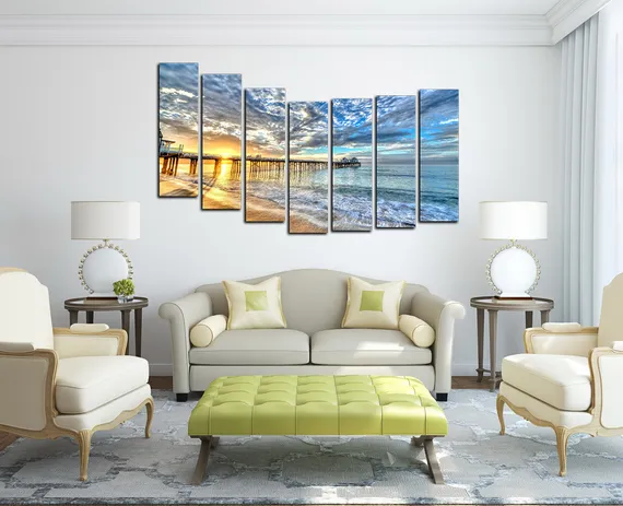 Модульная картина "Закат над пристанью"