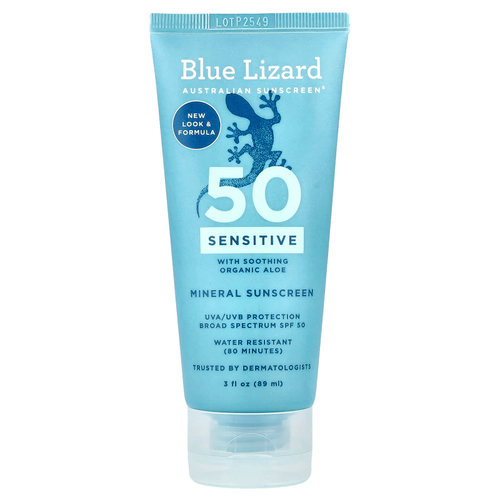 Blue Lizard Australian Sunscreen, солнцезащитное средство, для чувствительной кожи, SPF 50, 89 мл (3 жидк. унции)