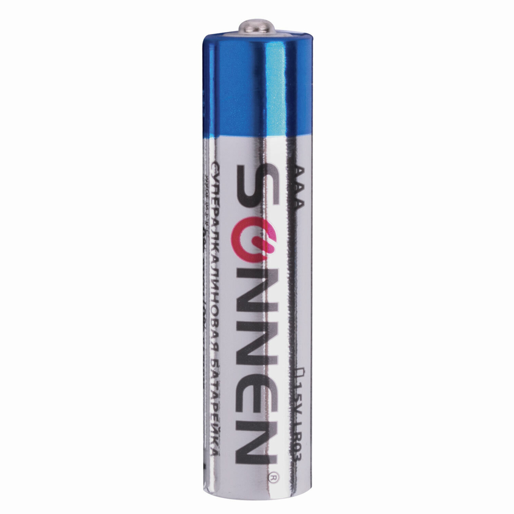 Батарейки комплект 10 шт. SONNEN Super Alkaline AAA (LR03 24А) алкалиновые мизинчиковые короб (6 штук в упаковке)
