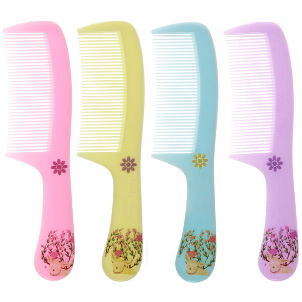 Расческа классическая с ручкой «Luxury hair- Нежные цветы», микс 4 цвета, 19,8*4,8см