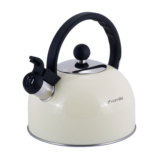 Чайник 2,5 л из нержавеющей стали со свистком Kamille KM-0679 и черной бакелитовой ручкой