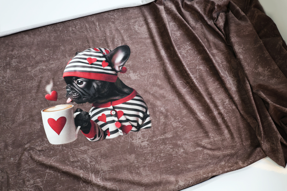 БУЛЬДОГ В ПАРИЖЕ - Кулирка с лайкрой, компакт пенье (ДЖ66 Маша) (к0 дырочка около кромки, полочка не задета)