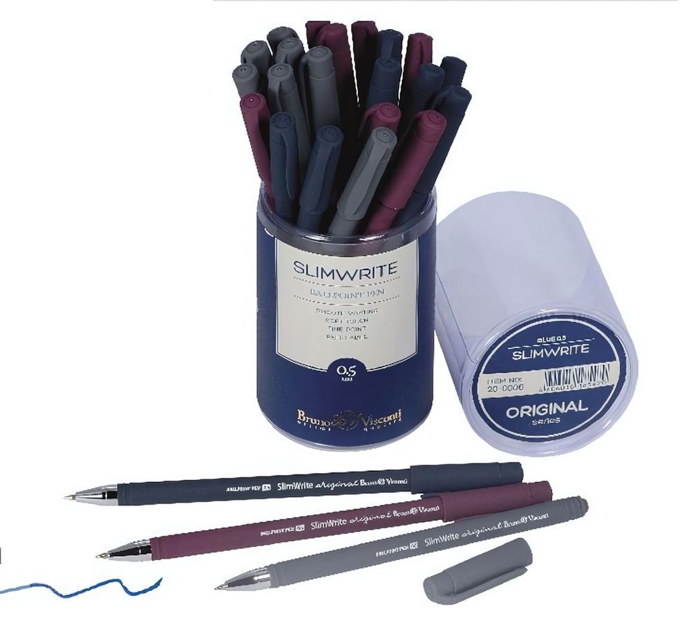 Ручка шарик. 0,5мм. синяя "SlimWrite. Original" 3цв.корпуса (BrunoVisconti)