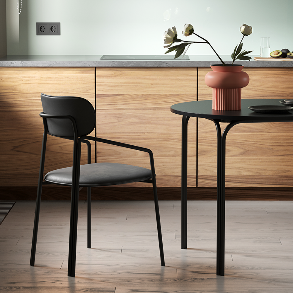 Стул ror, round, велюр, черный/черный