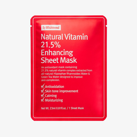 BY WISHTREND Маска тканевая витаминная Natural Vitamin C 21.5% Enhancing Sheet Mask  (23мл)