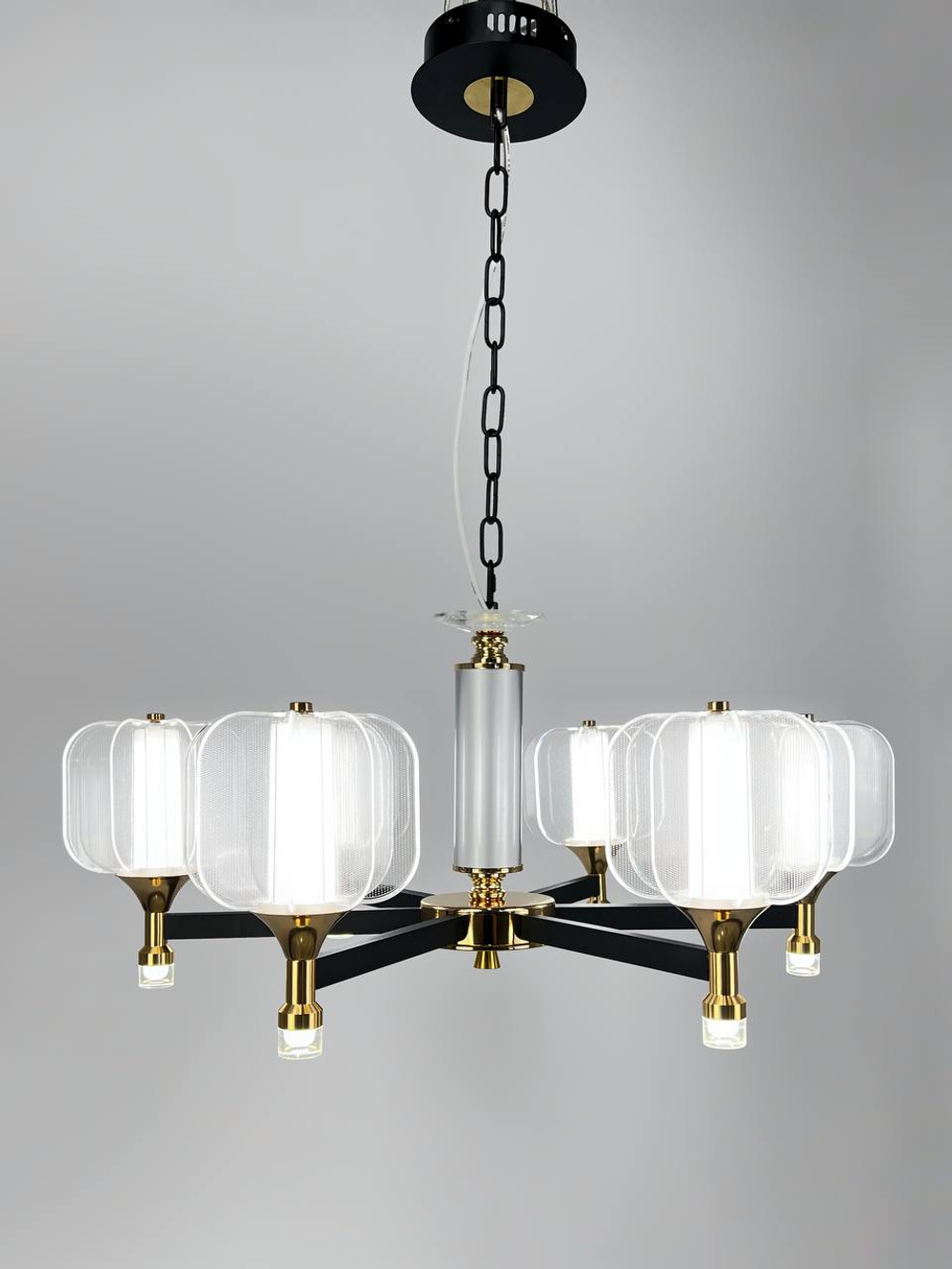 Люстра подвесная светодиодная Lanbos, 6 LED ламп, 60 Вт, до 15 кв м, черная