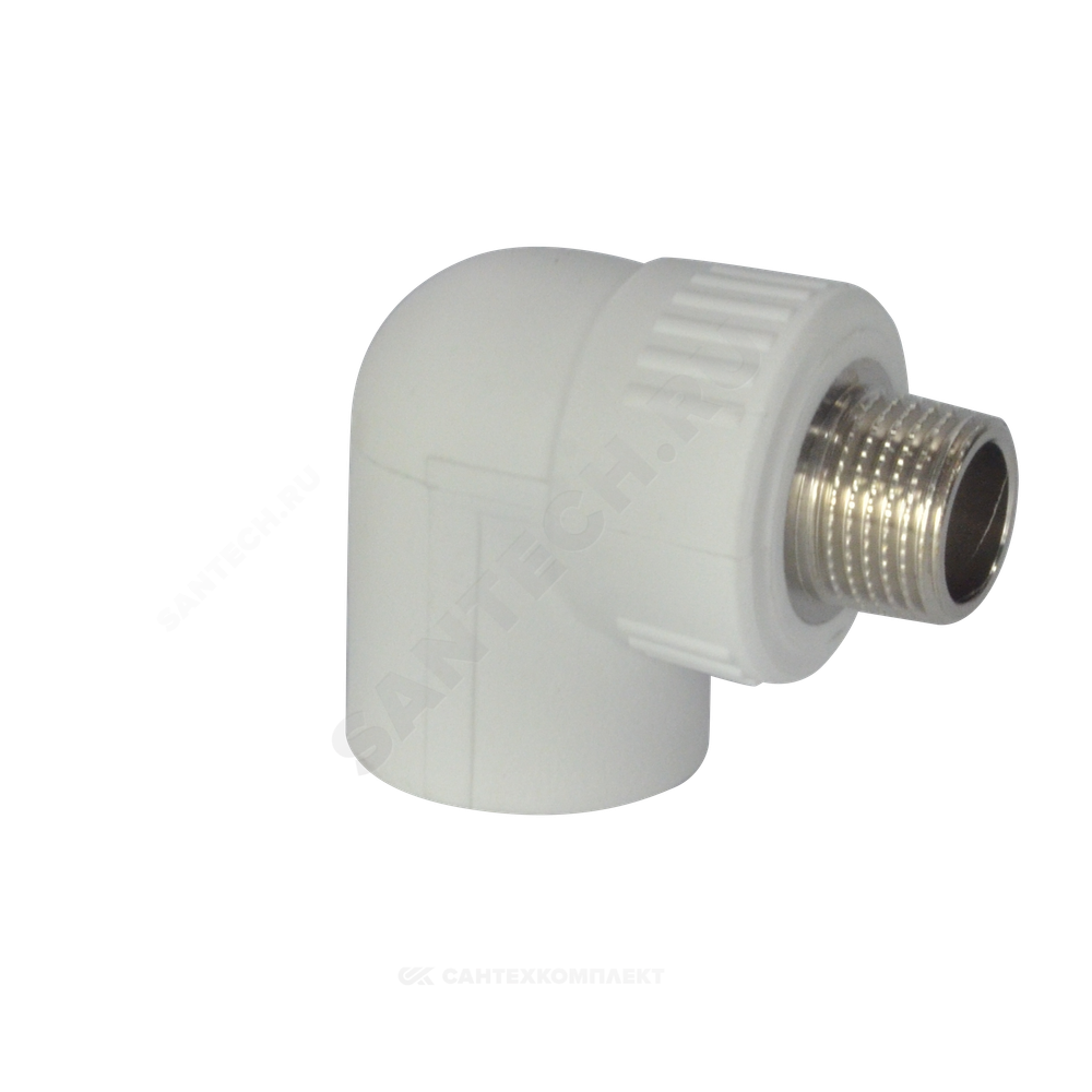Угольник PP-R комбинированный белый Дн 25х1/2"х90гр НР ZFPCL