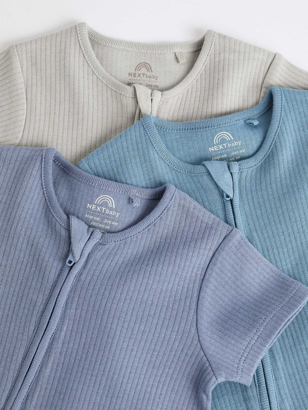 Боди с коротким рукавом для малышей Next Q53-624, 3 шт., Голубой, Хаки