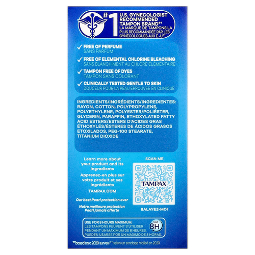 Tampax, Pearl тампоны, тройная упаковка, легкий / обычный / супер, без запаха, 34 тампона