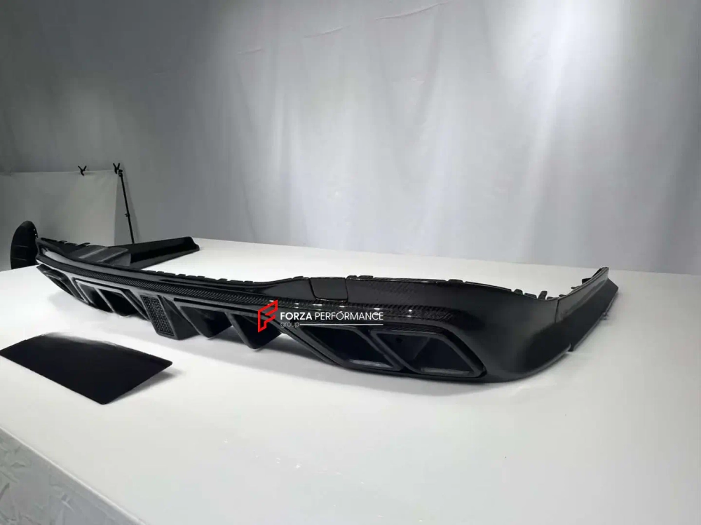 Карбоновый диффузор заднего бампера с насадками на выхлоп для Mercedes-Benz S-class W223 2020+ АМГ Мерседес Бенц S класс