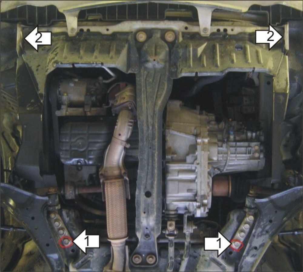 Защита стальная 2 мм Д, КПП Nissan Almera Tino MOTODOR.01414