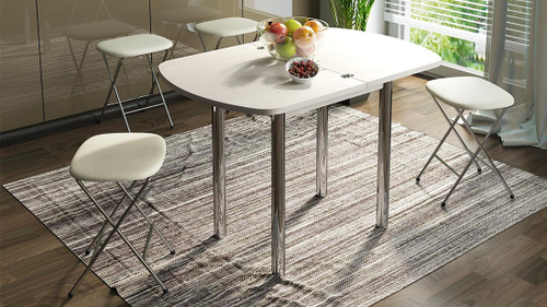 Лион Стол обеденный с хромированными ножками Дуб Белфорт/Сборный модуль ТриЯ