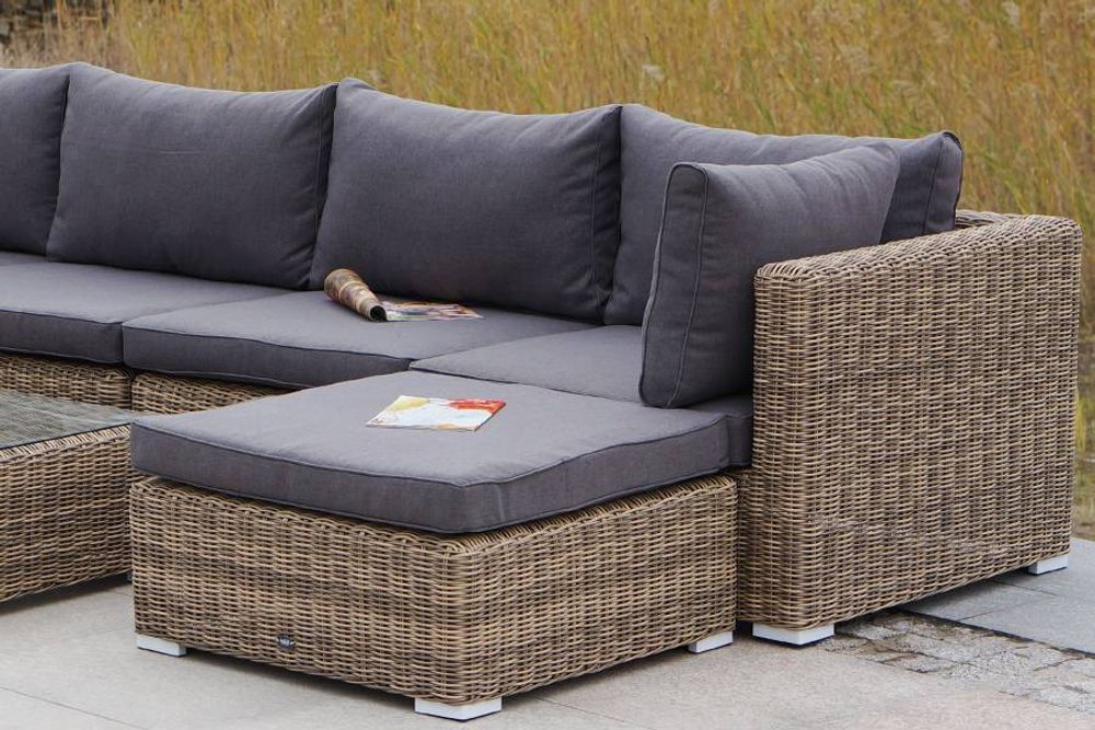 "Лунго" трансформирующаяся лаунж-зона из искусственного ротанга, цвет соломенный