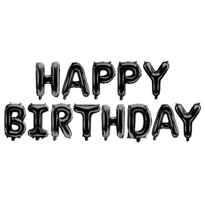 Набор шаров-букв «Happy Birthday» в черном цвете