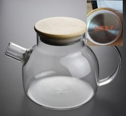 289005 Чайник "Бочонок" комбин.крышка 600мл, стекло/бамбук/металл