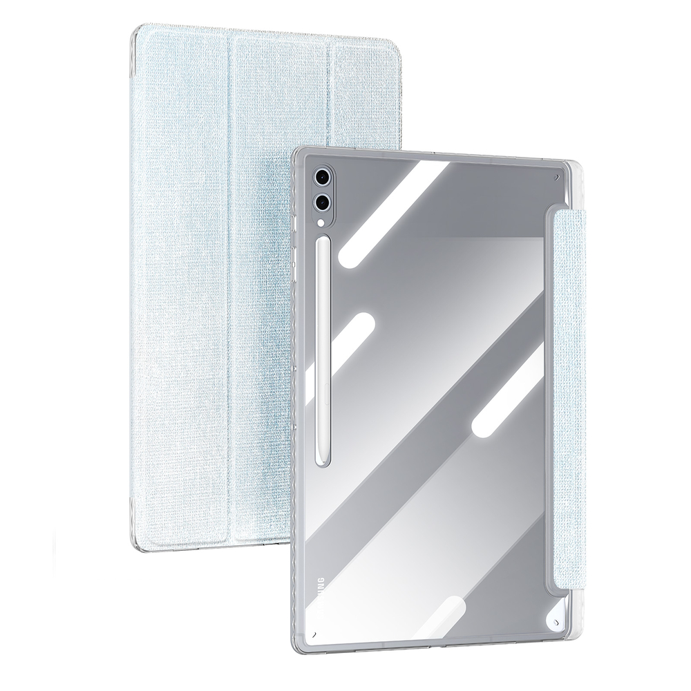 Чехол книжка синего цвета от Dux Ducis для Samsung Galaxy Tab S9 Ultra, Tab S10 Ultra и Tab S8 Ultra, серия Unid Series Case, с держателем стилуса и функцией автоматического перехода в спящий режим