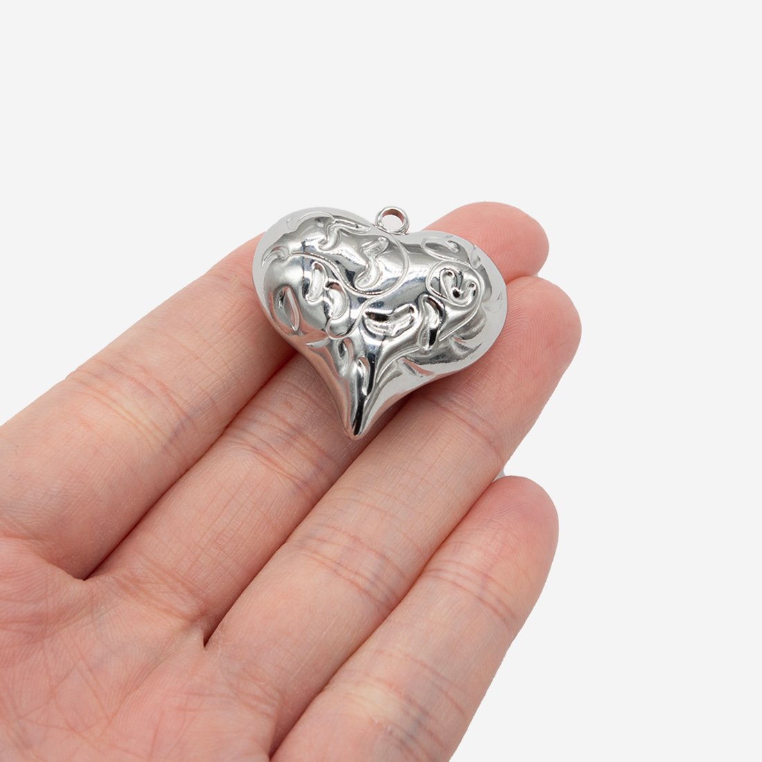 Подвеска "Сердце с узором" 30*29мм, сталь без покрытия