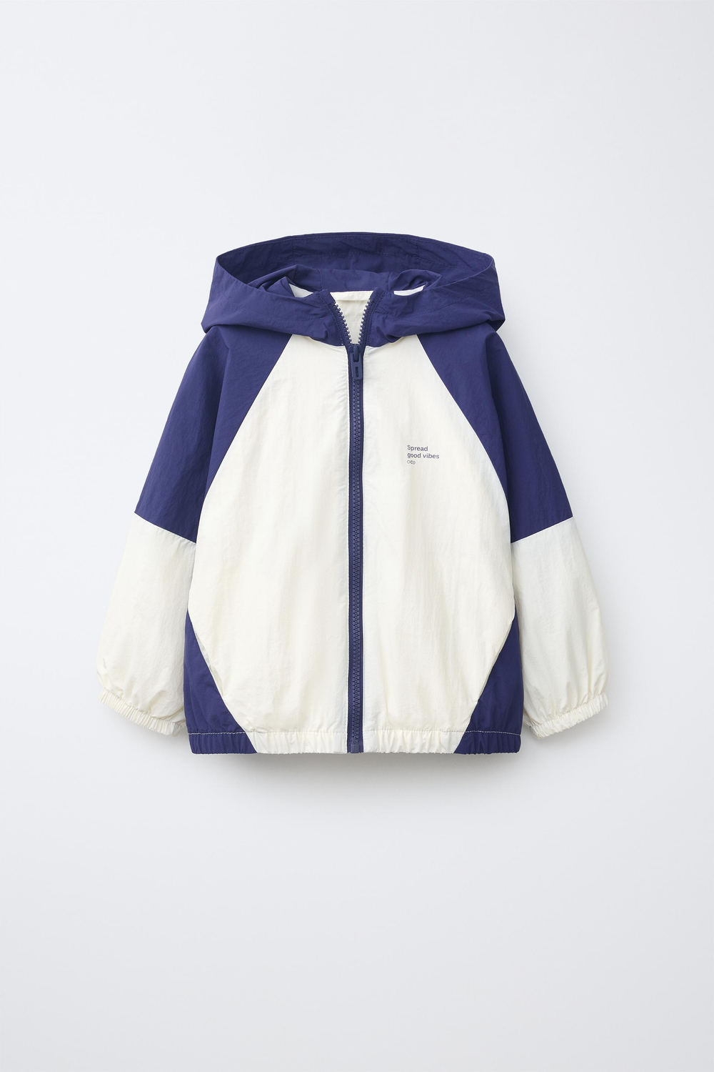ZARA ЛЕГКИЙ ДОЖДЕВИК COLOR BLOCK WATER REPELLENT, ЭКРЮ/СИНИЙ