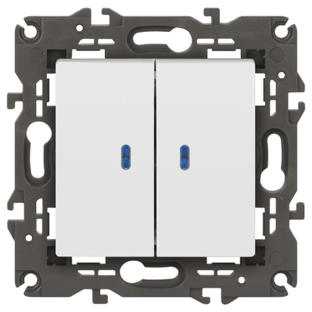 Выключатель ЭРА Elegance 14-1105-01М двойной с подсветкой, 10АХ-250В, белый матовый