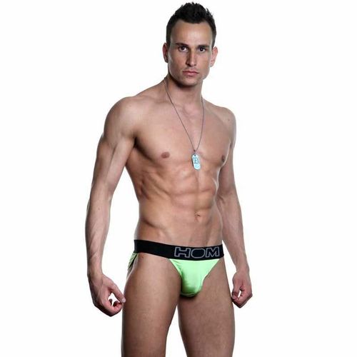 Мужские трусы танга зеленые с черной резинкой HOM Night Therapy Tanga Brief Green