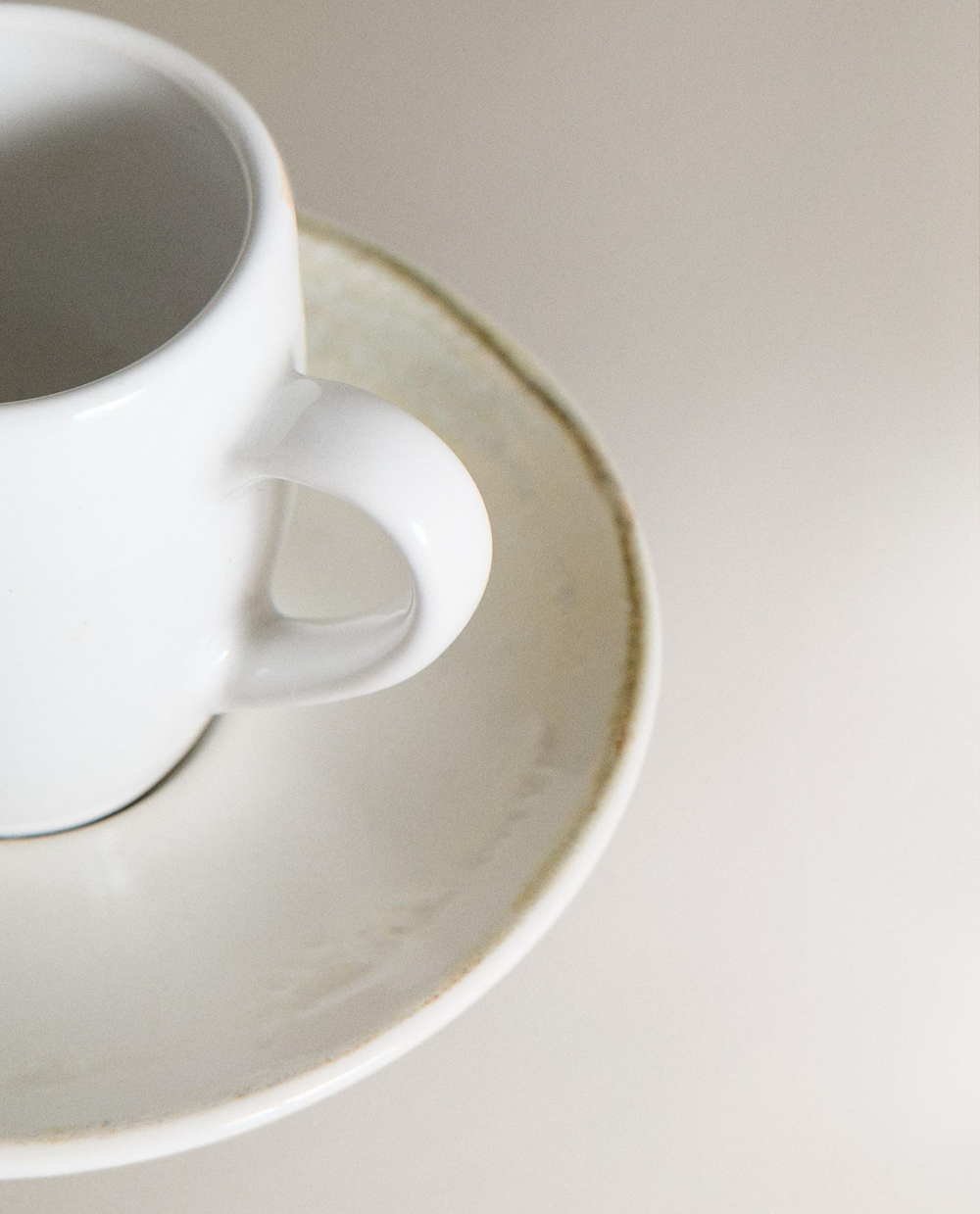 Zara Home чайная пара из каменной керамики, цвет бежевый, 13 см