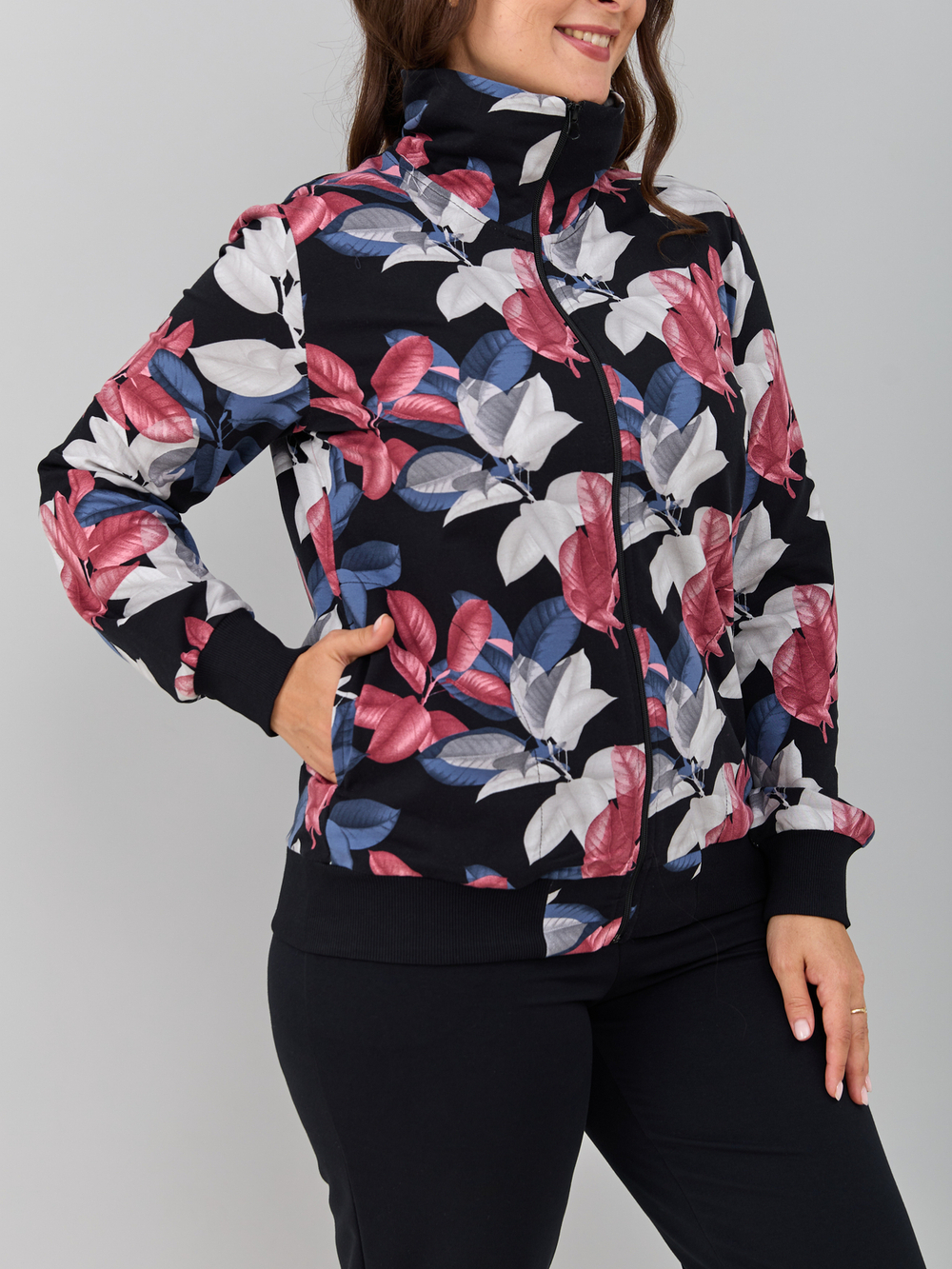 Костюм с брюками КБ-184/черныйбордо-листья