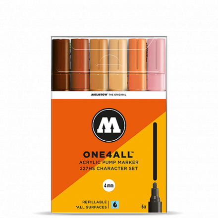 Набор маркеров Molotow ONE4ALL 227HS - 6шт Wood-Set (4мм)