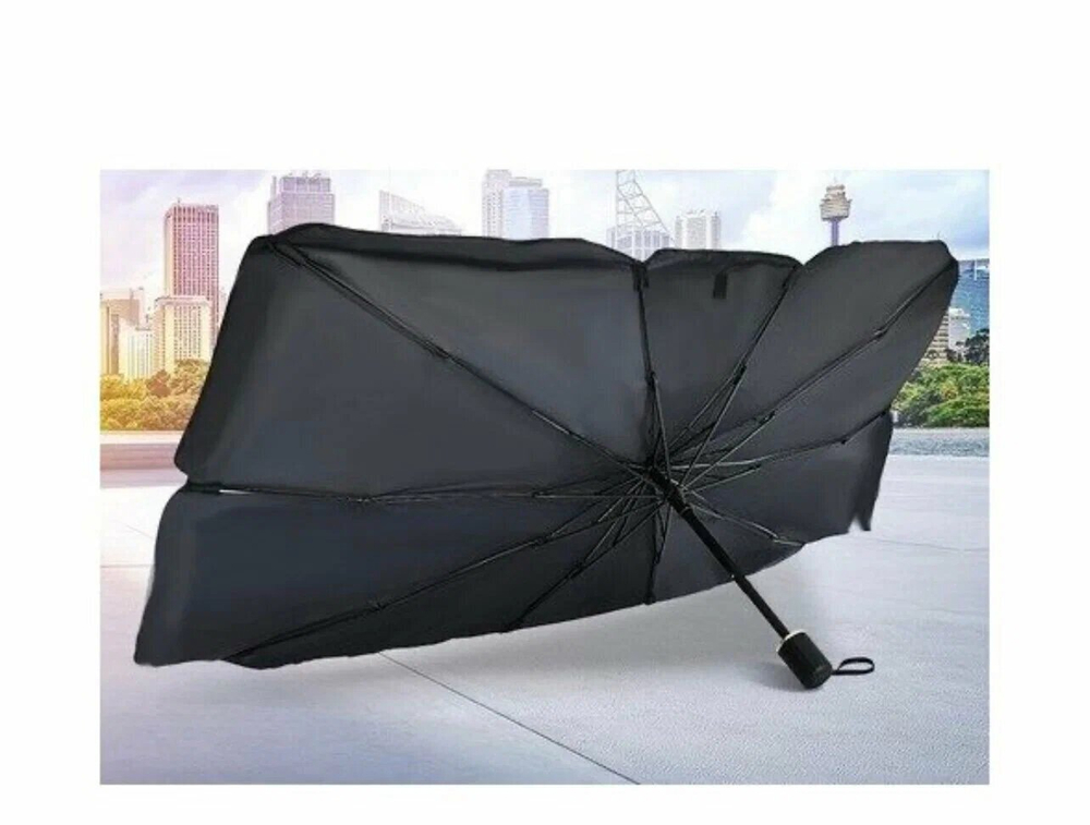 Зонт солнцезащитный для лобового стекла автомобиля 125х65 см.