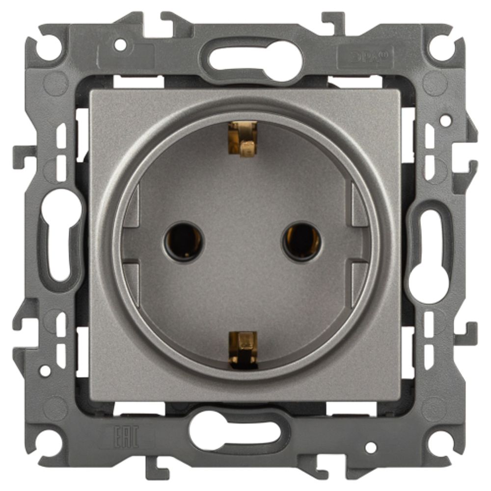 Розетка ЭРА Серия 12 12-2101-16 2P+E Schuko 16А-250В титан | ЭРА 12 Титан