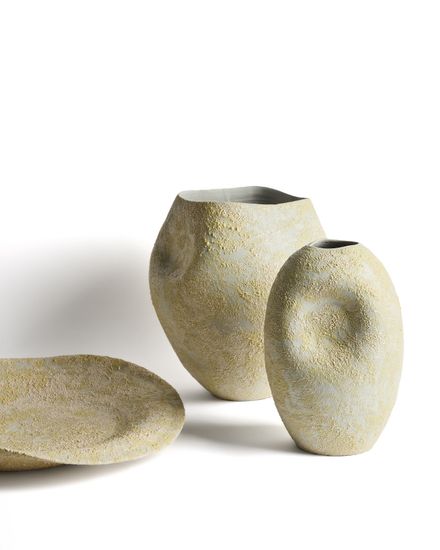 Ваза Medira из керамики цвета экрю и желтого оттенка, диаметр 50,5 см