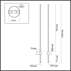 5677/15WL LEDIO LN26 440 чёрный Настенный светильник LED 17W 3000K  220V BRAM
