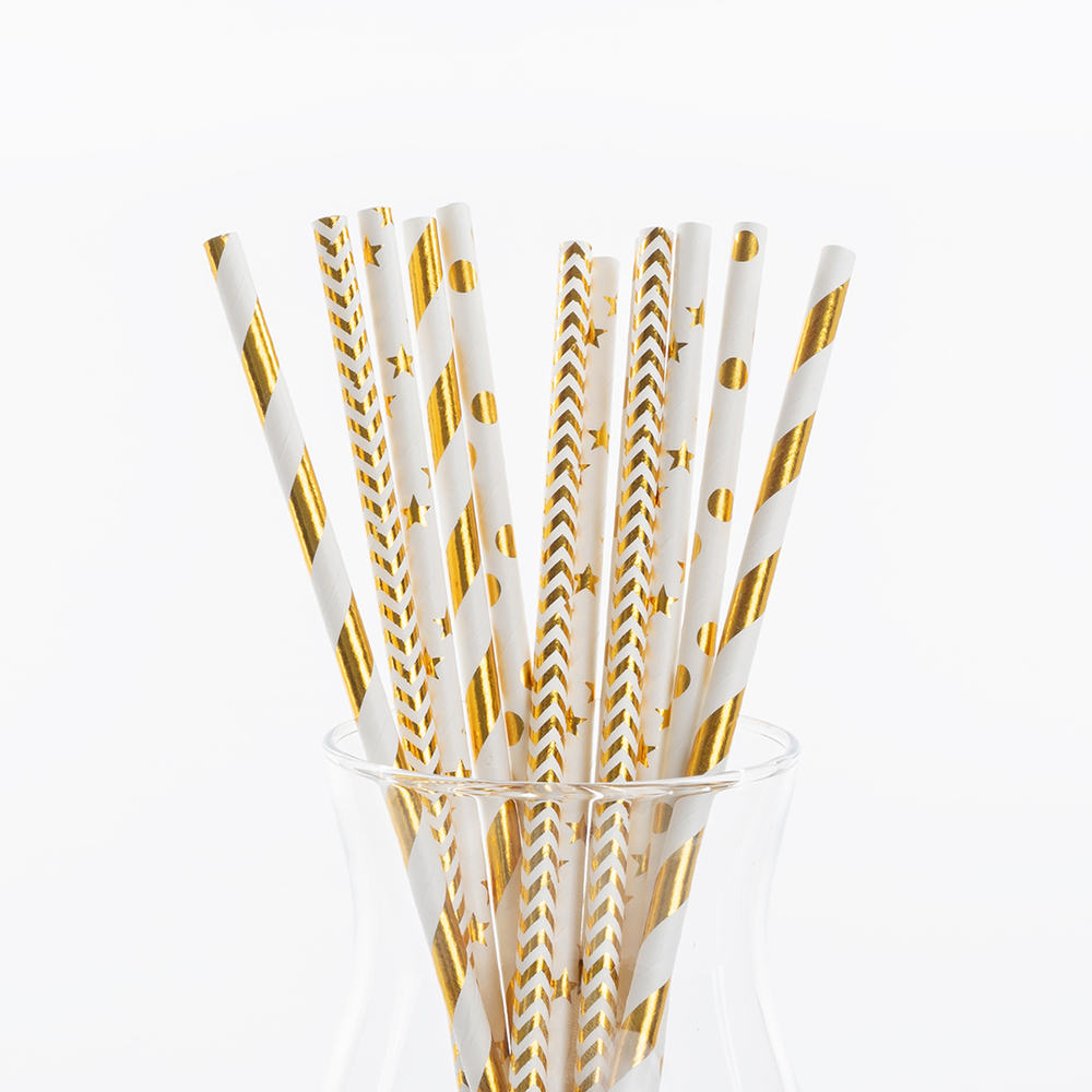 Трубочки бумажные для коктейлей «Золотой микс», металлик, 12 шт