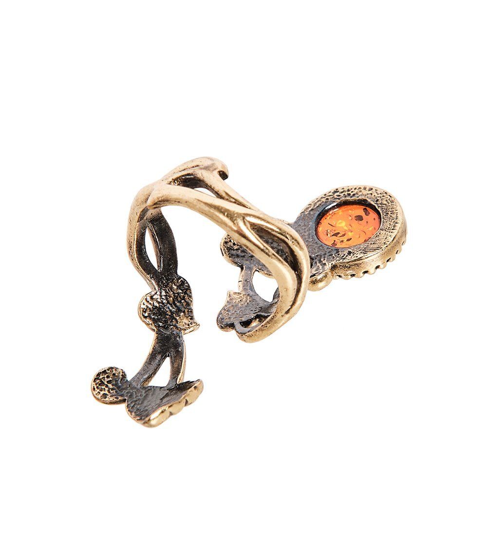 AM-2432 Кольцо «Вьюнок Сирени» (латунь, янтарь)