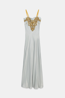 ZARA ДЛИННОЕ КРУЖЕВНОЕ ПЛАТЬЕ — ZW COLLECTION, ПАСТЕЛЬНО-СИНИЙ