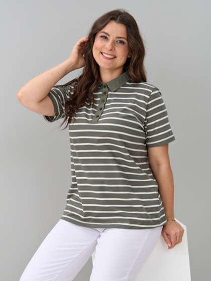 Блузка БЛк-143/хакибежевая-полоса-н