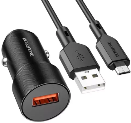 АЗУ с кабелем micro 1USB 3.0А Borofone BZ19A Black