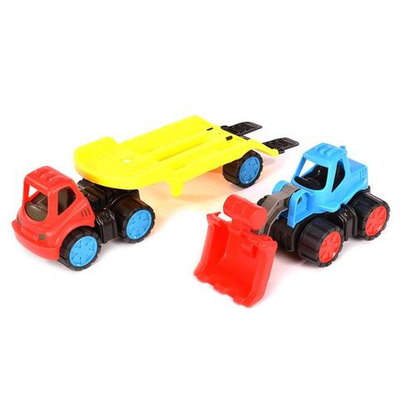 Пластмассовая игрушечная машина Toy Bibib "Эвакуатор с погрузчиком" (35*12*19 см), сетка