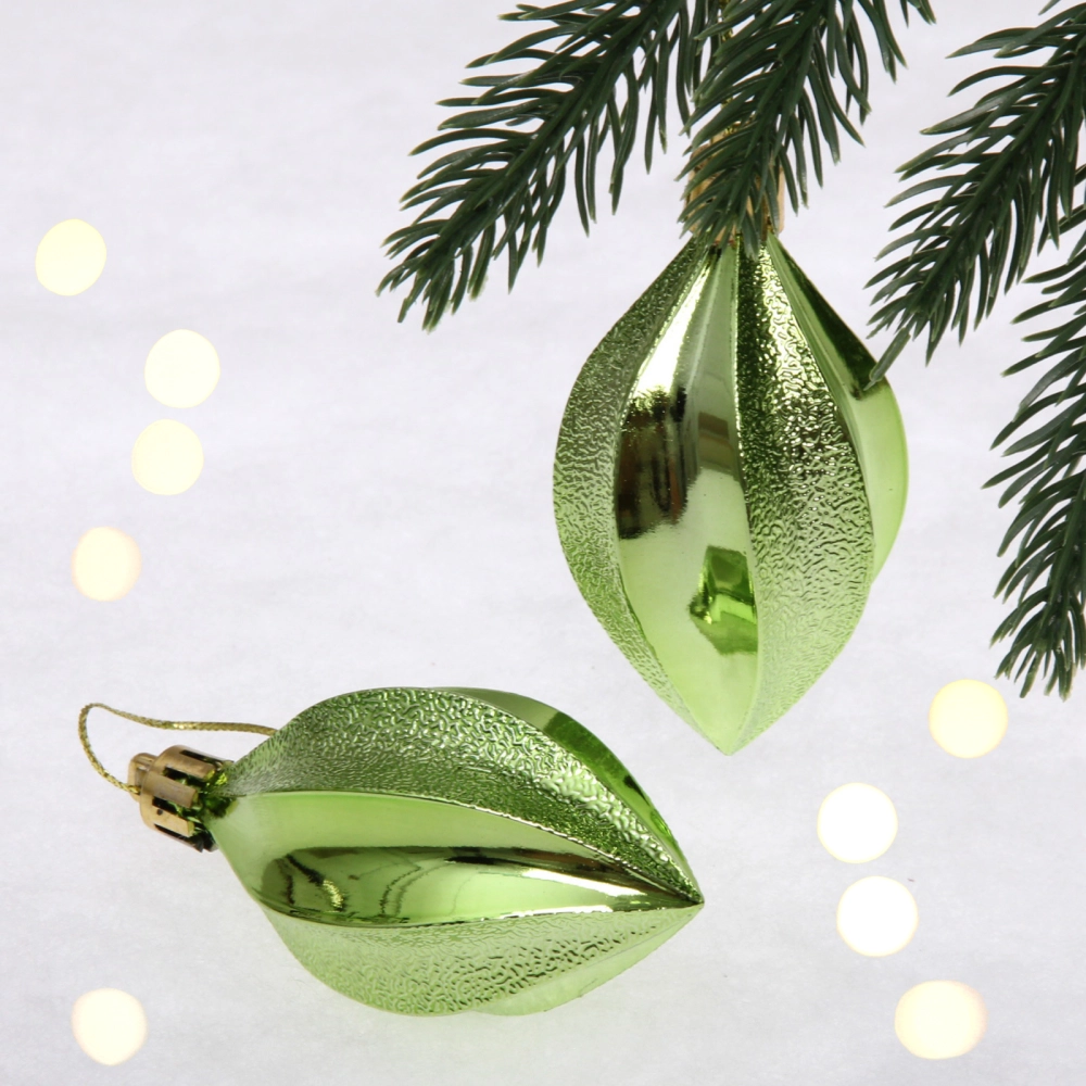 Ёлочные игрушки «Таинственное очарование» Капля 8 см (набор 2шт), салатовый