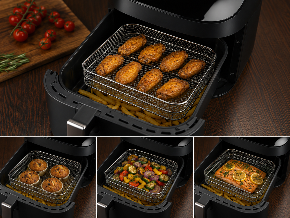 Решетка 3-х секционная для выпечки/запекания в аэрогриле Patisse Air Frying 20х20х9.5 см