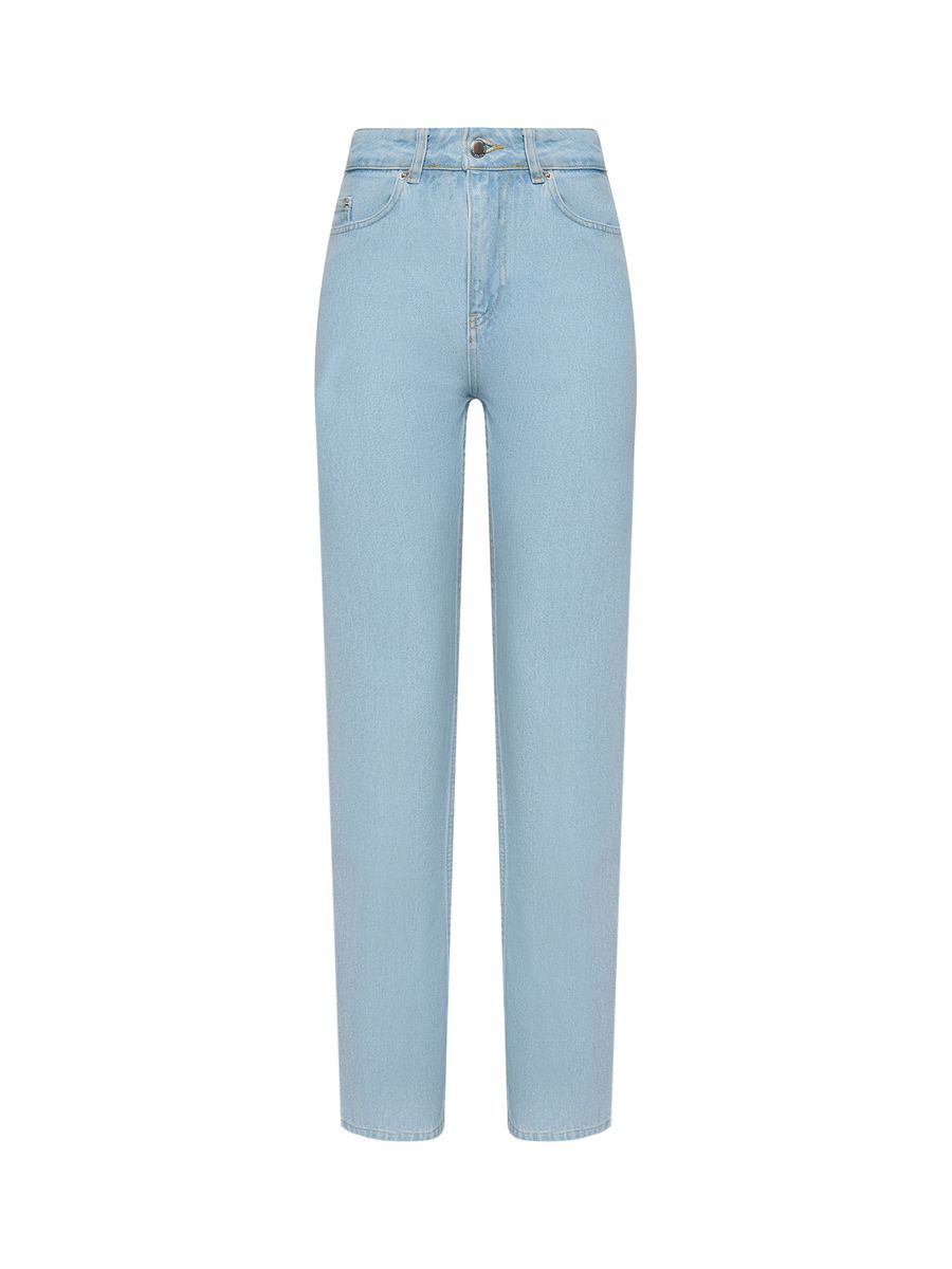 Джинсы голубые прямые на завышенной талии