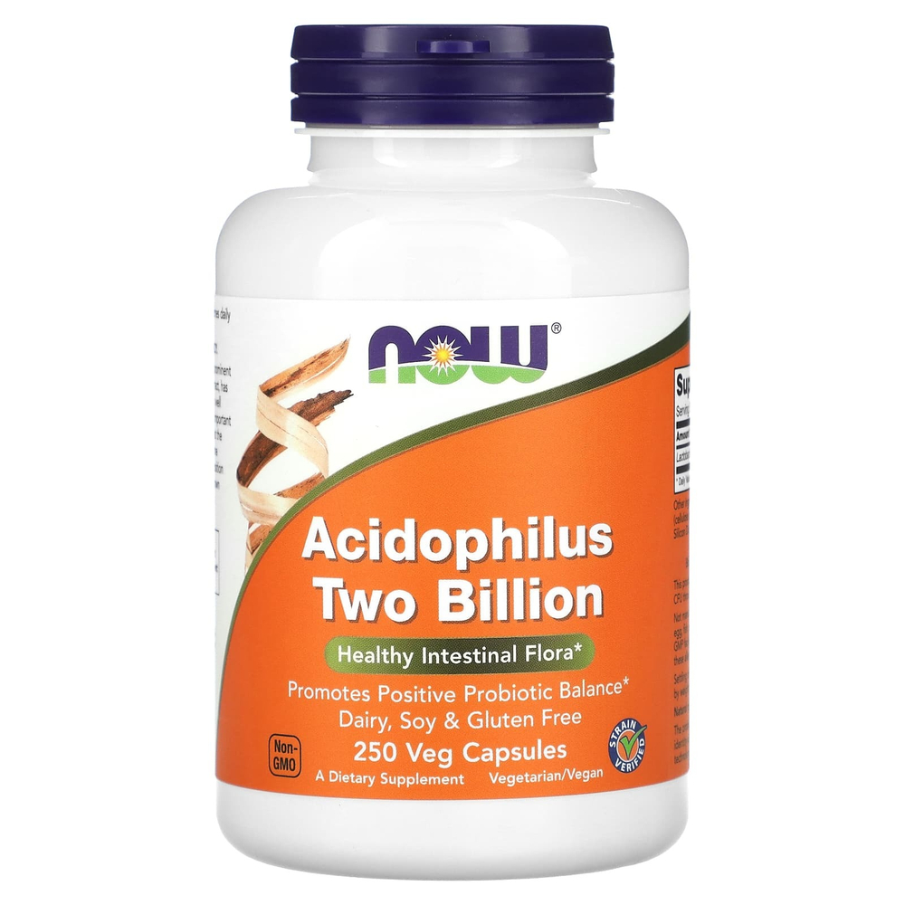 NOW Foods, Acidophilus Two Billion, 2 млрд КОЕ, 250 растительных капсул