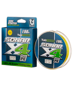 Плетеный шнур для рыбалки TauMANN Sonar PE X4 150m #1.2 (0.18mm) Yellow