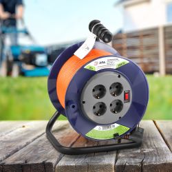 Удлинитель силовой ЭРА RPx-4es-3x1.5-30m на пластиковой катушке c заземлением 4 розетки 30м ПВС 3х1.5мм2 | Силовые удлинители