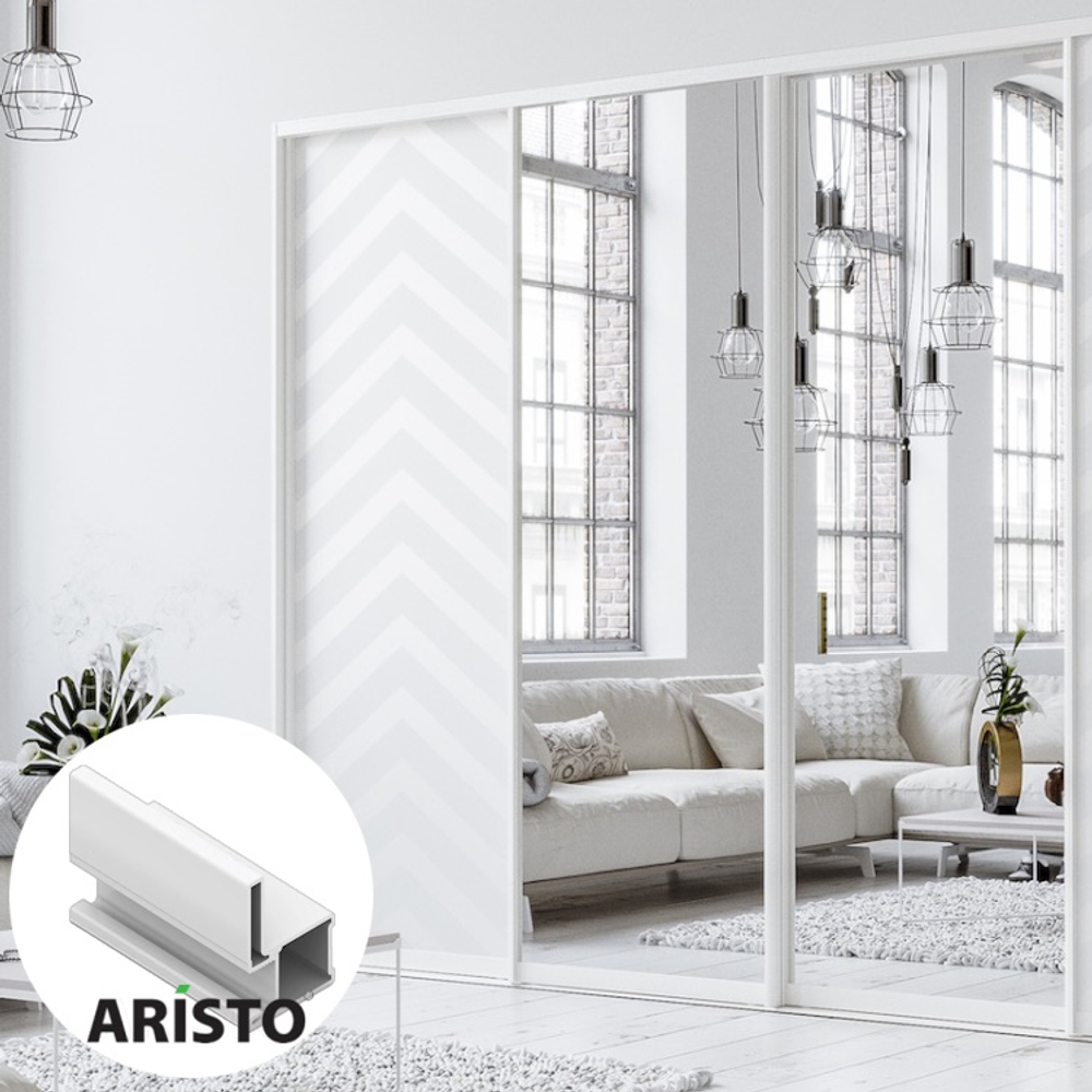 Дверь-купе ARISTO I, зеркало, профиль белый глянец