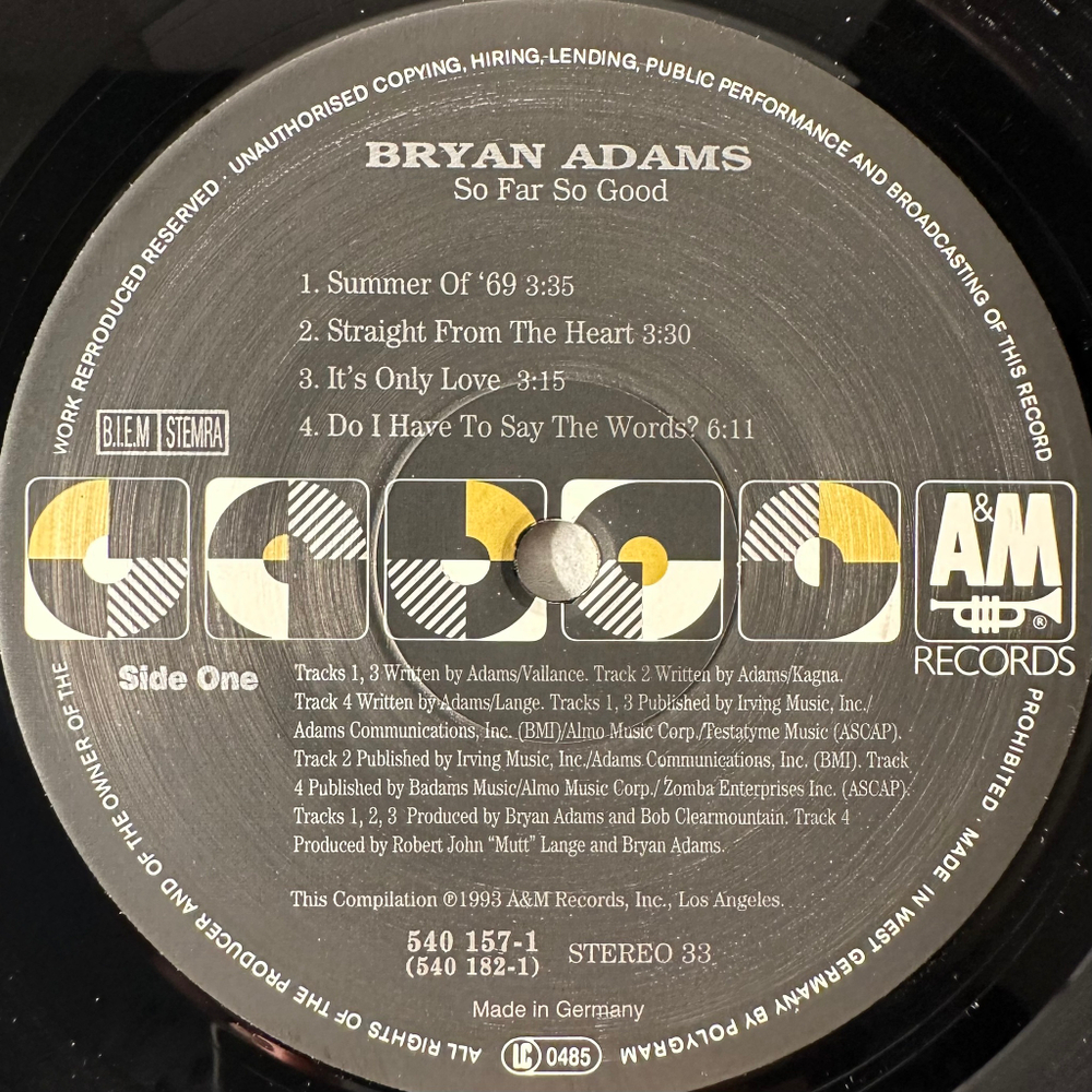 Bryan Adams ‎– So Far So Good 2LP (Германия 1993г.)